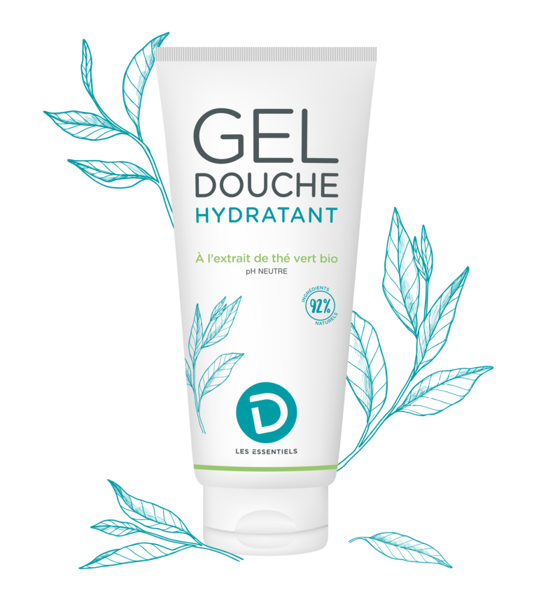 Image de face du gel douche D Les Essentiels