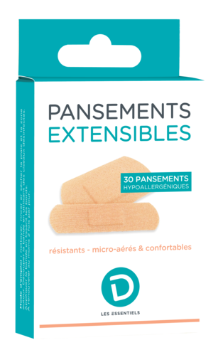 Boîte de face de Pansements Extensibles D Les Essentiels